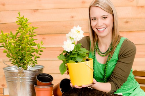 Garden clearance team removing green waste from an Ilford backyard